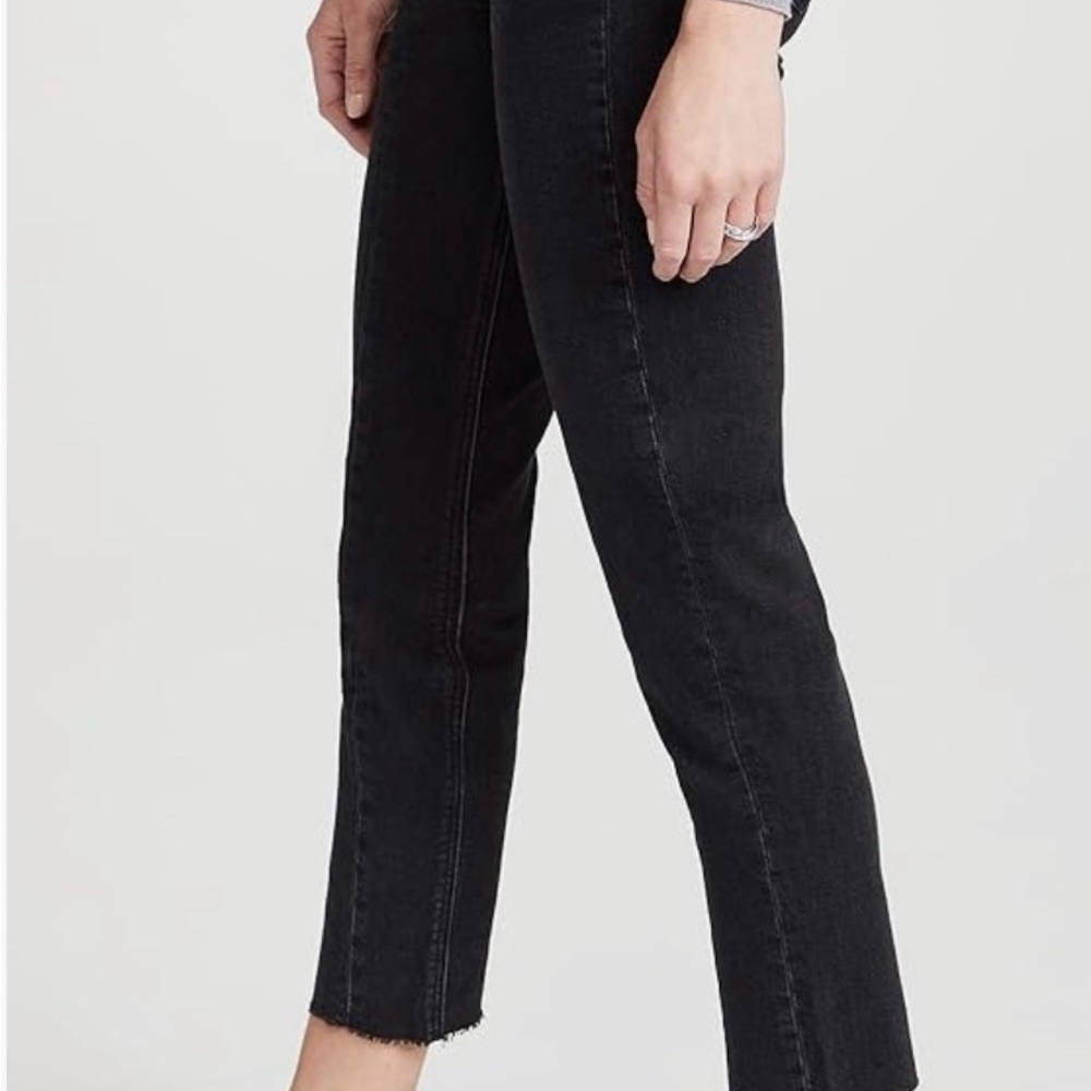 Paige Sarah Slim High Rise Jeans Raw Hem & Zippers in Virgo Black Size 28 - Picture 15 of 16